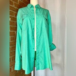 Guy Harvey aqua roll-tab sleeves fishing shirt -  large